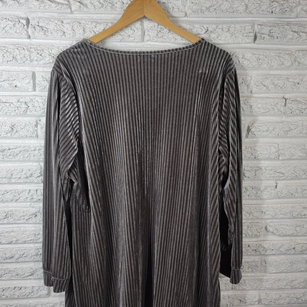 Tacera Womens Swim Coverup 2X Plus Robe Dress Gray Velour Soft Comfy SWE102E
